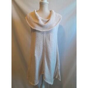 Pure Handknit Cowl Neck Sleeveless Sweater Lagenlook Chunky Knit Tunic M/L